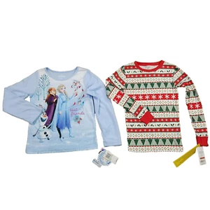 2 Lot Carter's & Disney Frozen Big Kid Girls Fleece Pajama Top ONLY Size 8 Xmas - Picture 1 of 8