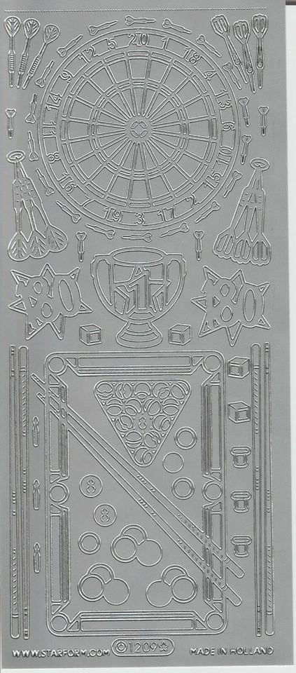 DEPORTES/JUEGOS: GOLF, CARRERAS, PING PONG contorno pegatinas de vinilo #1211, 1 hoja Foto 1 de 1