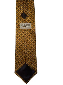 Windham Pointe Men's Silk Zipper Tie Gold Blue Geometric - Picture 1 of 4