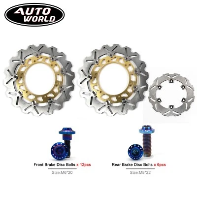 For Yamaha YZF R6 1999 - 2002 2000 Front Rear Brake Disc Rotor and Bolts Screws - Image 1 of 2