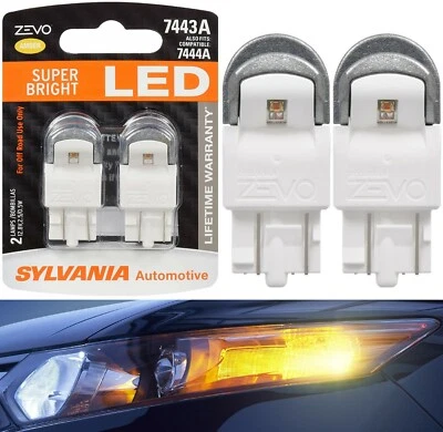 Sylvania ZEVO LED Light 7444NA Amber Orange Two Bulbs Front Turn Signal Upgrade - Image 1 of 4