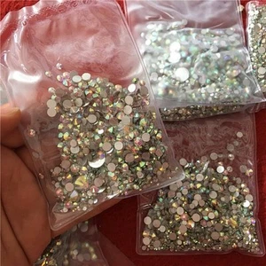 SS3-40 Clear AB Nail Art Decorations Flatback Crystal Rhinestones Non Hotfix DIY - Picture 1 of 24
