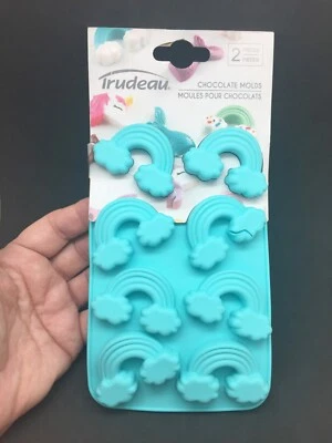 Trudeau Chocolate Mold Silcone 2 Pc Set Rainbow Cloud 7x 4.5" New w/ Flaw - Image 1 of 4