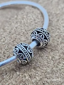 2 Authentische Elegante Blume Silber Zwischenring Europäischer Charm Perlen - Bild 1 von 2