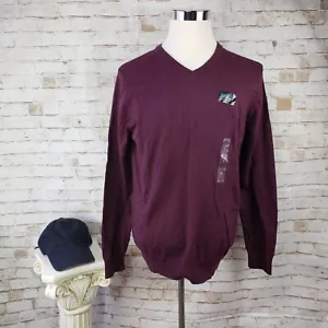 NWT Sonoma Mens Size L Burgundy V-Neck Coolmax Technology Pullover Sweater $50 - Picture 1 of 10
