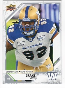 2019 UD CFL Drake Nevis Card #145 Winnipeg Blue Bombers Louisiana State - Picture 1 of 2