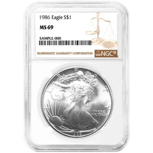 1986 $1 1-oz American Silver Eagle NGC MS69 Brown Label - Picture 1 of 2