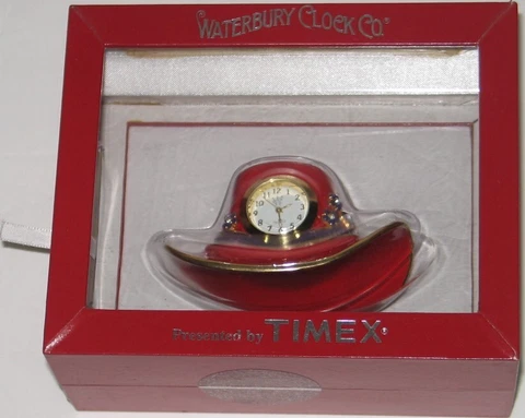 Waterbury Clock Co. Timex Red Hat Society Clock with Purple Flowers - NEW Cover