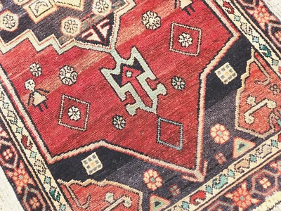 3'1"x6'2" HAND-KNOTTED ANTIQUE CAUCASIAN SERAPI PERSAN TRIBAL WOOL MUTED RUG - Image 1 of 4