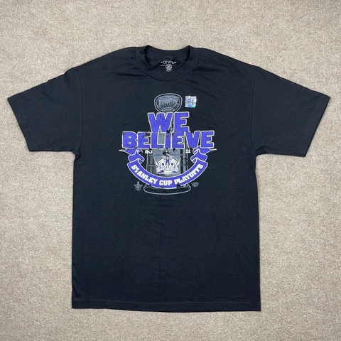 LA Kings Shirt Men Size L Black Short Sleeve Stanley Cup Playoffs NHL Hockey Cover