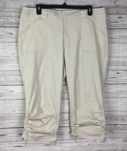 INC International Concepts Women's 18 Beige Studded Ruched Hem Cargo Capri Pants - Picture 1 of 12