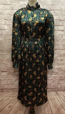 Russ 2 Piece Skirt Blouse Set Vintage 80's/90's Satin Floral Top 18/Skirt 16 - Image 1 of 4
