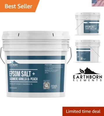 Disfrute de sal de cachemira vainilla y melocotón de Epsom - cubo de 8 lb para baños calmantes Foto 1 de 4