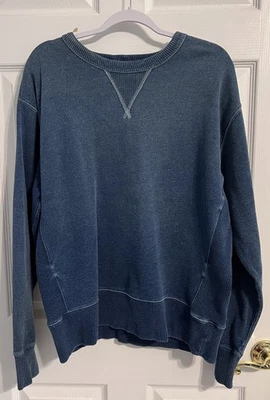 Sudadera RRL Doble RL 100% Algodón Azul Índigo Lavado Look XL Detalle Acanalado Foto 1 de 4