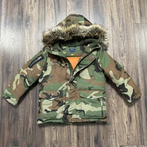 Polo Ralph Lauren Camo Water Resistant Down Parka Jacket Boys Size 7 - Picture 1 of 8