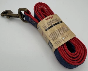 NEW Wrangler Work Red & Denim Overlay Lead Leash Size M/L/XL  4’ Long 50-150 Lbs - Picture 1 of 5