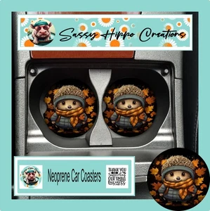 Auto Untersetzer Igel Herbstlaub Herbstzeit 2er Set Neopren saugfähig - Bild 1 von 5