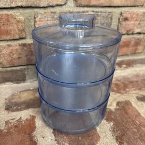 Vintage Blue Tupperware Acrylic Stackable Dish Lid Canister Storage Set 2062A - Picture 1 of 4