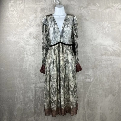 Maxi Vestido Transparente Estampado Bosque Seda Alessandro Dell’Acqua Para Mujer Talla 40 Foto 1 de 4