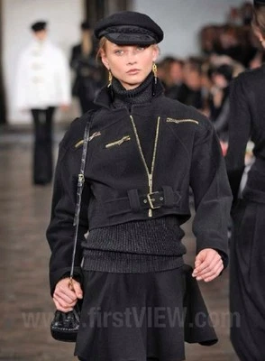 Ralph Lauren Colección Púrpura Etiqueta Lana Cachemira Militar Chaqueta Corta Bolero Foto 1 de 4