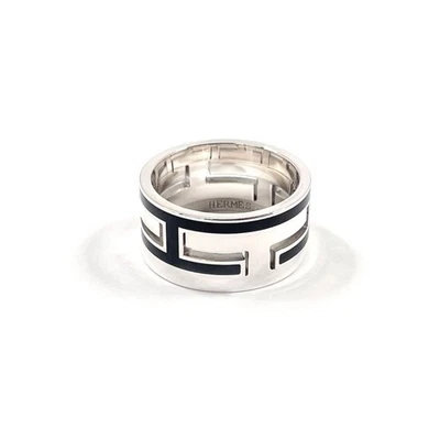 Anillo HERMES Move Ceniza Plata 925 Plata/Negro EE. UU. 6,25 (Talla EE. UU.) Mujer Accesorio Foto 1 de 4