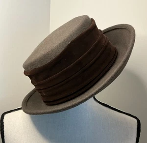 Eric Javits Doeskin Felt 100% Wool Brimmed Hat Rich Brown Velvet Band Made USA - Picture 1 of 15