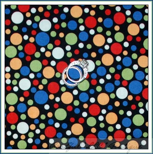 BonEful Fabric FQ Cotton Quilt Black Xmas Holiday B&W Red Green Polka Dot Calico - Picture 1 of 9
