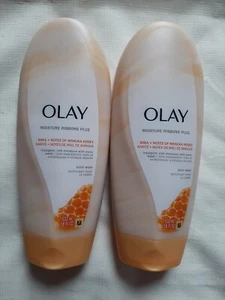 2 Olay Moisture Ribbons Plus Shea + Manuka Honey Body Wash Shower Gel 18 Fl.oz - Picture 1 of 6