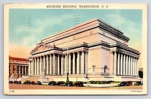 Postcard Archives Building Exterior  View Old Cars Line Street Washington D.C. - Picture 1 of 2