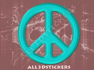 3D Sticker Decal Resin Domed Peace Adhesive Decal  Turquoise - Picture 1 of 1