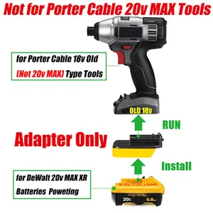 1 Adapter for DeWalt 20V XR Battery, Fits Porter Cable 18V (Not 20V) Ni-CD Tools - Picture 1 of 6