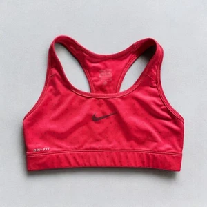 Nike Sports Bra Pro Dri-Fit Racerback Red Polka Dot Design Womens Activewear S - Picture 1 of 4