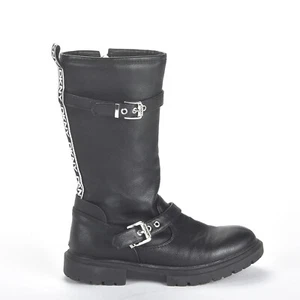 Stivali moto DKNY bambina neri in ecopelle con insegne zip laterale taglia 3 - Foto 1 di 6