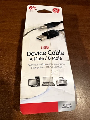 Cable de impresora de dispositivo USB GE A macho/B macho impresora 6 pies Foto 1 de 2