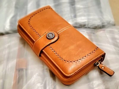 Mujeres Damas Cuero Largo Billetera Tarjetero Cartera Bolso sin asas Bloqueo RFID Foto 1 de 4