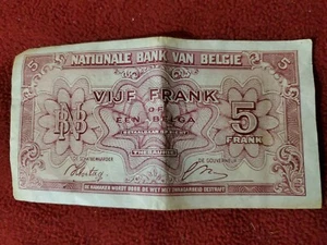 Banconota 5 Franchi 1943 Vijf Frank Cinq Francs 01.02.1943 VF - Foto 1 di 2