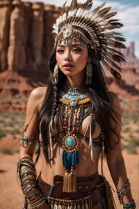 Impresión artística de modelo de niña nativa americana desnuda 4x6 A8196 - Imagen 1 de 1