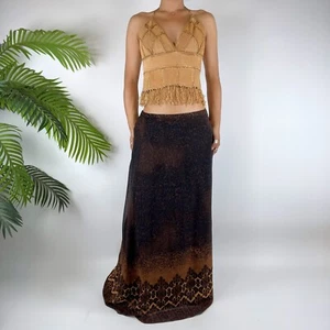Vintage Y2K Black Fairy Grunge Low Rise Animal Print Patchwork Boho Skirt /Sz: M - Picture 1 of 4