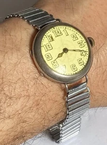Rare Military Mens Vintage W&D (Wilsdorf and Davis) Rolex Silver Trench watch - Picture 1 of 11