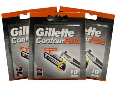 30 Gillette Contour Plus Razor Blades - Swivel Double Blade 3 x 10 Pack - Image 1 of 2