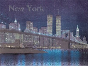 Nuevo Hermoso Estampado en Lámina 6x8 Grabado en Metal 3D Azul Nueva York en 8x10 Blanco Mate - Imagen 1 de 1