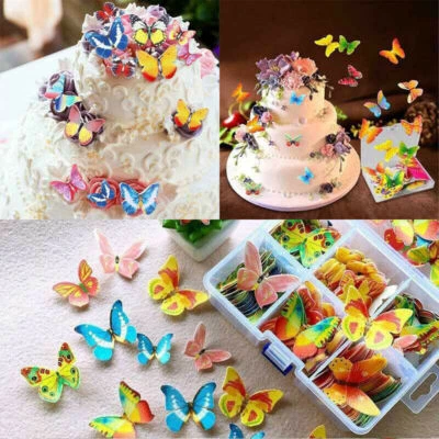 40 Piezas Mezcla Mariposa Comestible Oblea Arroz Papel Pastel Cupcake Toppers Decoración Foto 1 de 4