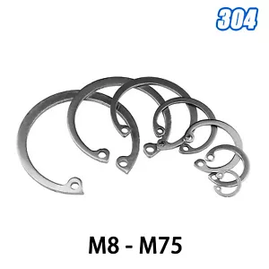 8mm-75mm A2 Stainless Steel Internal Circlips C-Clip Retaining Snap Ring DIN 472 - Picture 1 of 5