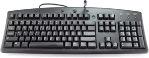 DELL AQ6-7D0080COB Wired PS/2 PS2 Black 104 Key UK QWERTY Keyboard / 0332TR - Picture 1 of 5