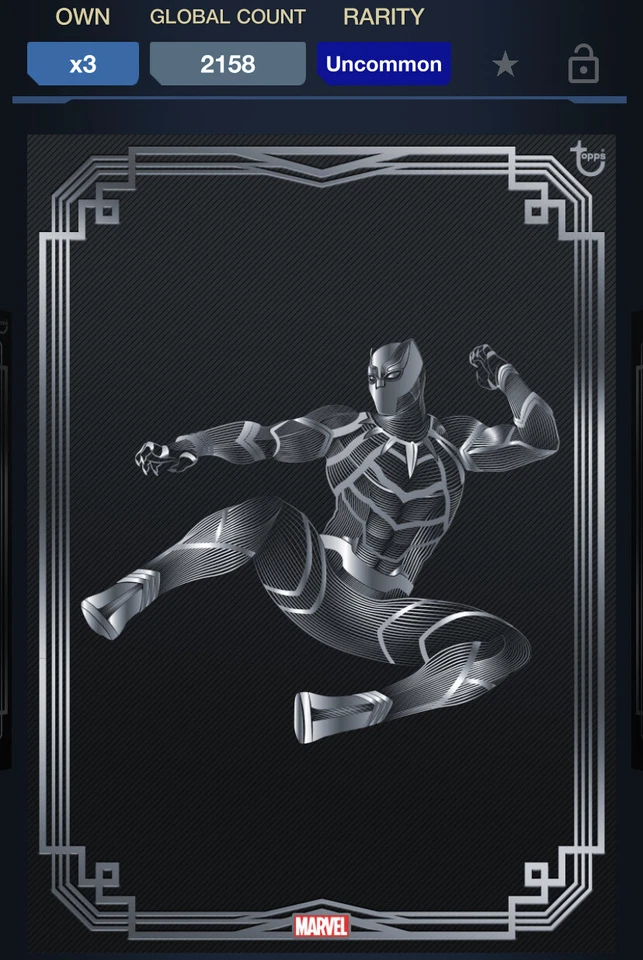 Topps Marvel Collect DIGITAL TOPPS DECO SILVER BLACK PANTHER  - Image 1 of 1