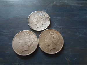 3 Peace Silver Dollars 1922 1923 1924 no mint 90% Silver Stored for 60 Years. - Picture 1 of 4