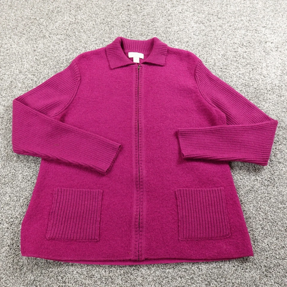 Chaqueta Appleseeds Mujer M Rosa Hervida Lana Cepillada Tejido Cremallera Cárdigan Suéter Foto 1 de 4