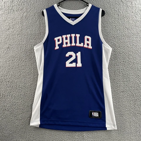 Joel Embiid Philadelphia 76ers Mens Jersey Blue Size Medium NBA 100% Polyester Cover