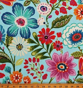 Ente Canvas Blumen auf himmelblau Blumen Wohndeko Stoff Meterware D456.15 - Bild 1 von 1