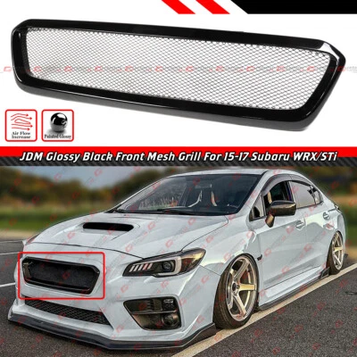 Parrilla de malla delantera sin insignia negra brillante para Subaru WRX STi VA JDM 2015-17 Foto 1 de 4